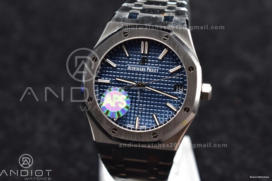 Textured SS 445 Dial Super Best 15500 1:1 Royal Edition 41mm on APSF Clone Lightweight A4302 Bracelet Blue SS Oak 0112